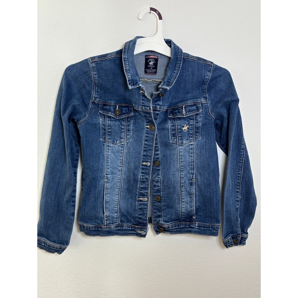 Beverly Hills Polo Club Girls Denim Jacket Medium Wash Blue Size 14